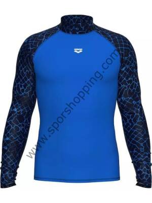 Arena Rash Vest Allover Uzun Kollu Güneş Koruyucu Erkek Üst – Mavi / Siyah 010041871