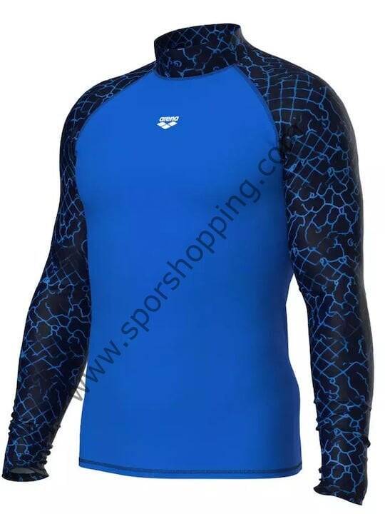 Arena Rash Vest Allover Uzun Kollu Güneş Koruyucu Erkek Üst – Mavi / Siyah 010041871 - 4