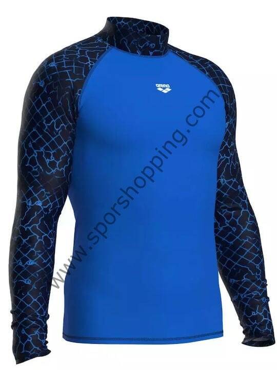 Arena Rash Vest Allover Uzun Kollu Güneş Koruyucu Erkek Üst – Mavi / Siyah 010041871 - 5