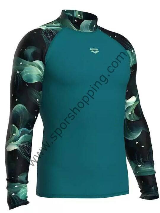 Arena Rash Vest Allover Uzun Kollu Güneş Koruyucu Erkek Üst – Yeşil / Siyah 010041651 - 1