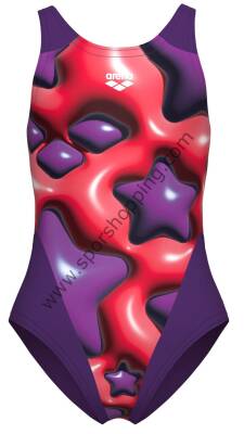 Arena Star Shaped Kız Çocuk Yüzücü Mayosu – Yıldız Desenli Mor & Kırmızı | 008169950