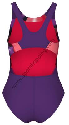 Arena Star Shaped Kız Çocuk Yüzücü Mayosu – Yıldız Desenli Mor & Kırmızı | 008169950 - 3