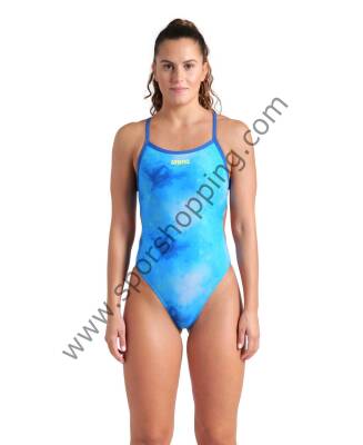 Arena Tie Dye Kadın Yüzücü Mayosu – Mavi Desenli  010023707