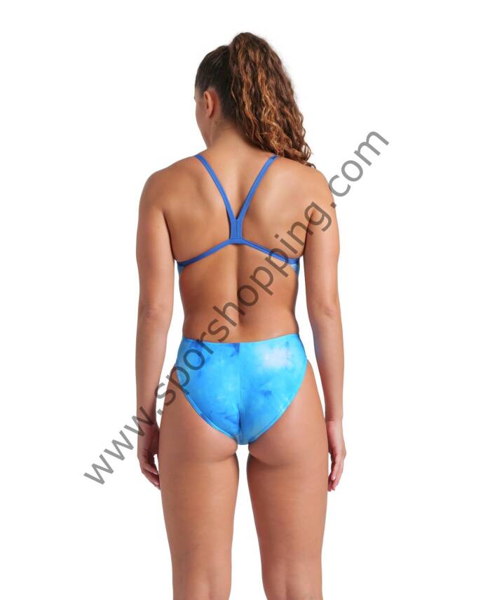 Arena Tie Dye Kadın Yüzücü Mayosu – Mavi Desenli  010023707 - 4