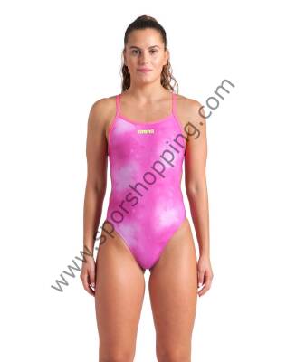 Arena Tie Dye Kadın Yüzücü Mayosu – Pembe 010023909