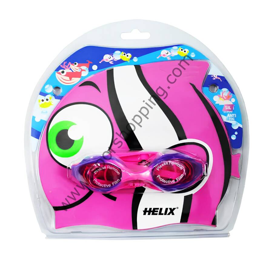 Çocuk Yüzücü Gözlüğü ve Bone Seti Mavi - Pembe - 1
