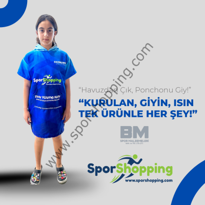 Kulüplere Özel Tasarım Kapüşonlu Havlu Poncho (panço ) – %100 Emici, Hızlı Kuruyan, Kişiye Özel! ( Belirtilen Fiyat perakende de 1 adet satışı temsil eder ) - 2