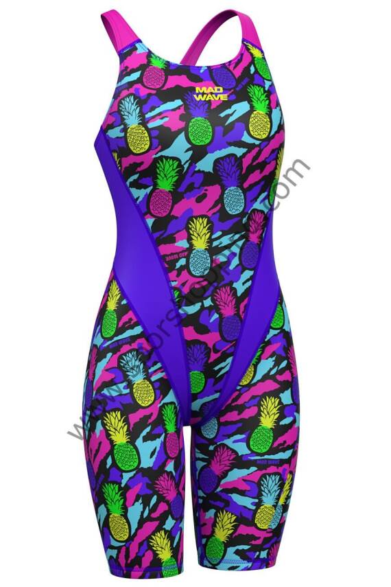 Mad Wave Kadın Yarış Mayosu – Crossback Pineapple Print - 1