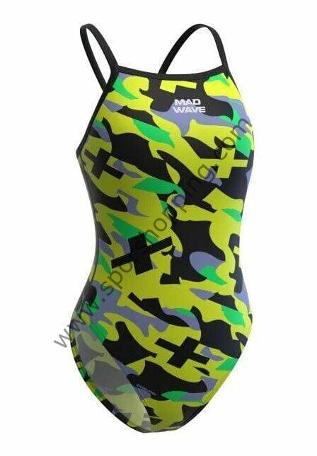 Mad Wave Kız Çocuk Nera Tek Parça Mayo – Sarı Kamuflaj - 1