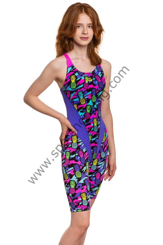 Mad Wave  kız çocuk Yarış Mayosu – Crossback Pineapple Print - 1