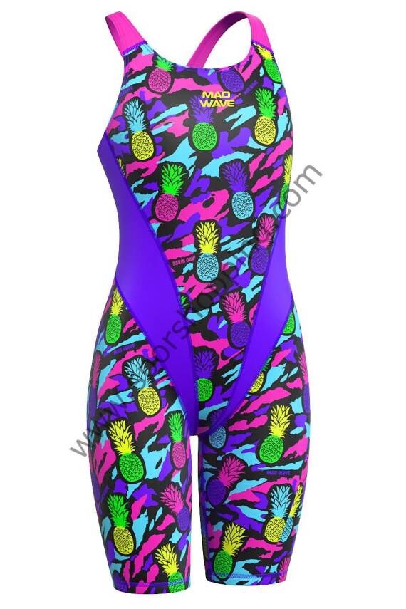 Mad Wave  kız çocuk Yarış Mayosu – Crossback Pineapple Print - 2