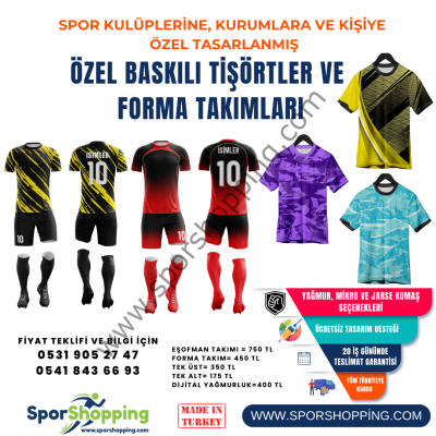 Özel baskılı Forma, eşofman takımı, yağmurluk ve Tişört (Belirtilen fiyat Temsilidir) Lütfen teklif isteyiniz