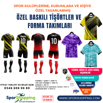 Özel baskılı Forma, eşofman takımı, yağmurluk ve Tişört (Belirtilen fiyat Temsilidir) Lütfen teklif isteyiniz