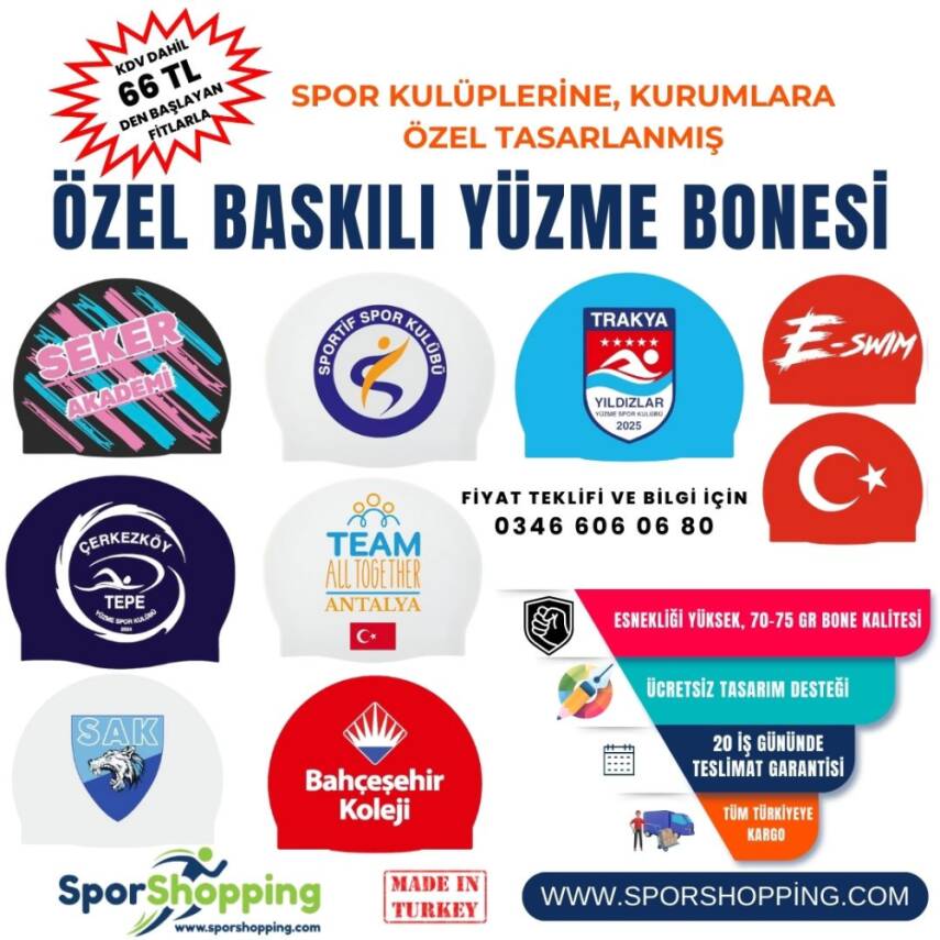 Özel Baskılı Yüzme Bonesi – Spor Kulüplerine ve Kurumlara Özel Üretim (belirtilen fiyat temisilidir) - 1