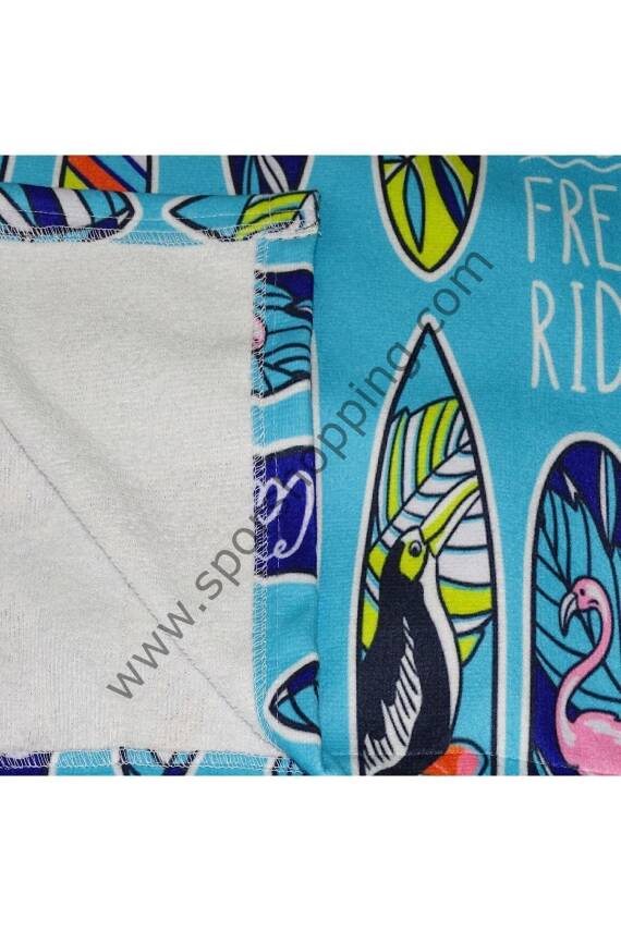 Sörf Yazlık Panço Kapşonlu Bornoz Plaj Havlusu (LIVE FREE) Summer (turkuaz) - 4