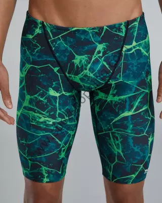 TYR Erkek Jammer Performans Yüzücü Mayosu – Yeşil/Mavi Elektrik Desenli SSYN7A14030