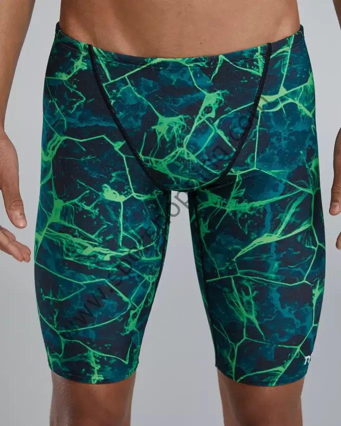 TYR Erkek Jammer Performans Yüzücü Mayosu – Yeşil/Mavi Elektrik Desenli SSYN7A14030 - 1