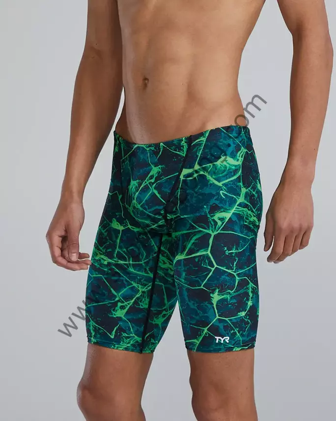 TYR Erkek Jammer Performans Yüzücü Mayosu – Yeşil/Mavi Elektrik Desenli SSYN7A14030 - 2