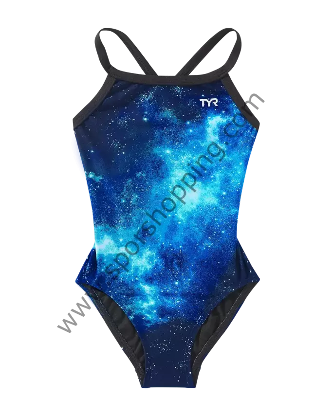 TYR Kız Çocuk Tek Parça Yüzücü Mayosu – Mavi Galaksi Desenli DSTA7Y42024 - 1