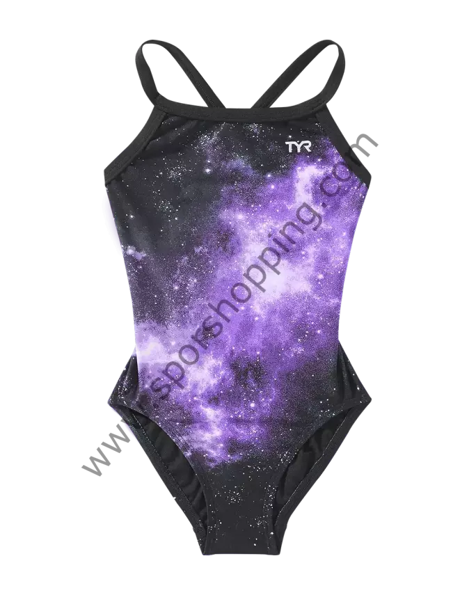TYR Kız Çocuk Tek Parça Yüzücü Mayosu – Mor Galaksi Desenli DSTA7Y51024 - 1