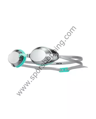 TYR Vecta Racing Goggles – Aynalı Yarış Yüzücü Gözlüğü (Beyaz / Mint) LGVECM586