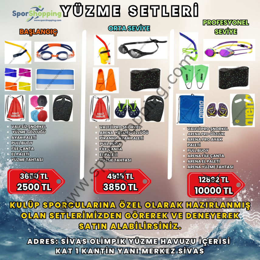 Yüzme Setleri – Başlangıç, Orta ve Profesyonel Seviye Sporcular İçin Eksiksiz Ekipman Paketleri - 1